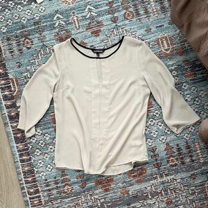 Express Women's Cream Blouse with Black Trim